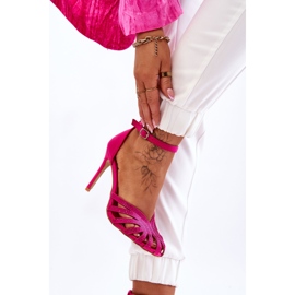 Fuchsia Jaylen moda tacones altos con pedrería rosado 5