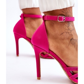 Fuchsia Jaylen moda tacones altos con pedrería rosado 7