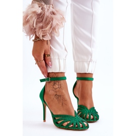 FS1 Zapatos de tacón alto Jaylen Green de moda con diamantes de imitación verde 1