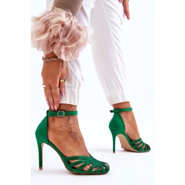 FS1 Zapatos de tacón alto Jaylen Green de moda con diamantes de imitación verde 3