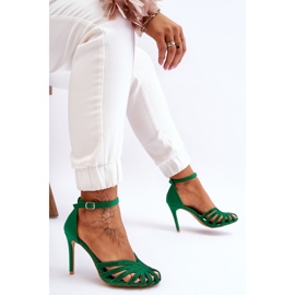 FS1 Zapatos de tacón alto Jaylen Green de moda con diamantes de imitación verde 7