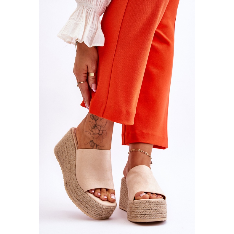 FS1 Pantuflas Mujer Cuña Y Plataforma Beige Ysabel 1