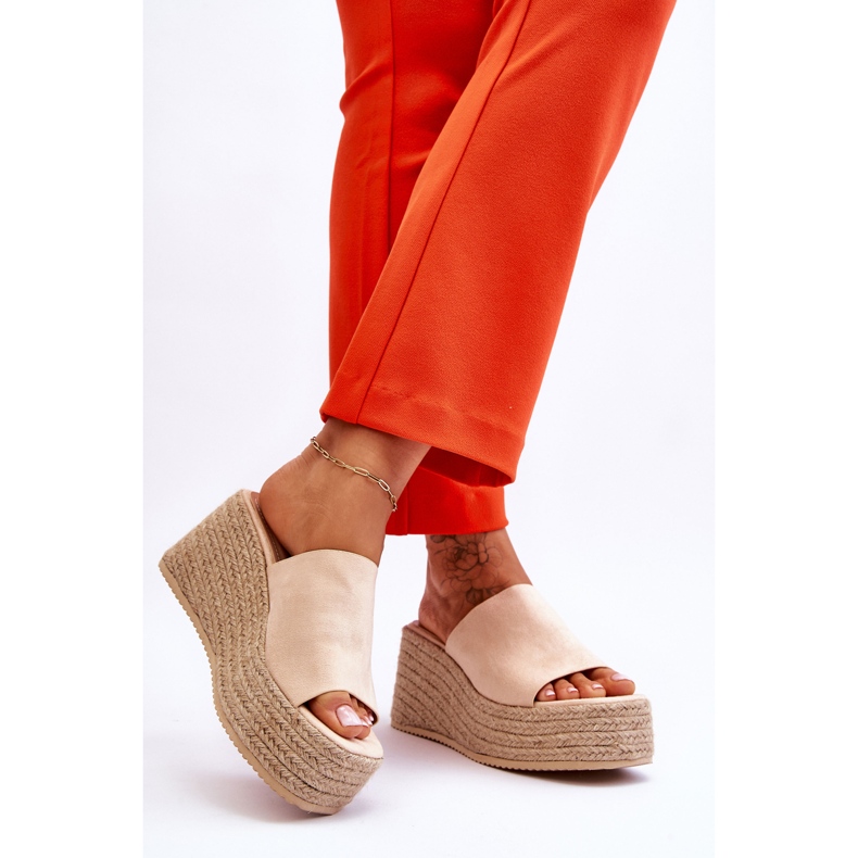 FS1 Pantuflas Mujer Cuña Y Plataforma Beige Ysabel 2