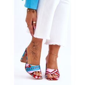 FS1 Pantuflas Mujer Tacón Estampado Azul Adelise beige rojo rosado 2 FS1 Pantuflas Mujer Tacón Estampado Azul Adelise beige rojo rosado 2