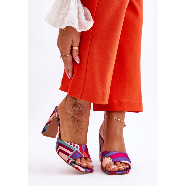 FS1 Pantuflas Mujer Tacón Estampado Morado Adelise púrpura multicolor 2