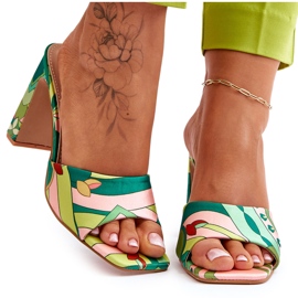 Pantuflas Mujer Tacón Estampado Verde Adelise multicolor 11