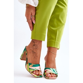 Pantuflas Mujer Tacón Estampado Verde Adelise multicolor 2