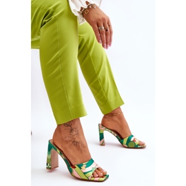 Pantuflas Mujer Tacón Estampado Verde Adelise multicolor 9