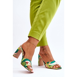 Pantuflas Mujer Tacón Estampado Verde Adelise multicolor 3