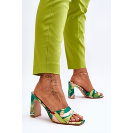 Pantuflas Mujer Tacón Estampado Verde Adelise multicolor 4