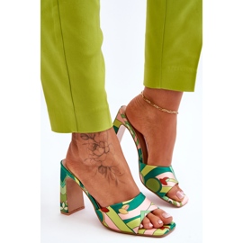 Pantuflas Mujer Tacón Estampado Verde Adelise multicolor 5