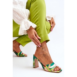 Pantuflas Mujer Tacón Estampado Verde Adelise multicolor 8