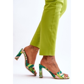 Pantuflas Mujer Tacón Estampado Verde Adelise multicolor 7