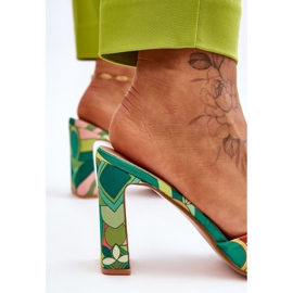 Pantuflas Mujer Tacón Estampado Verde Adelise multicolor 6