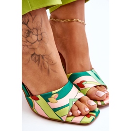 Pantuflas Mujer Tacón Estampado Verde Adelise multicolor 10