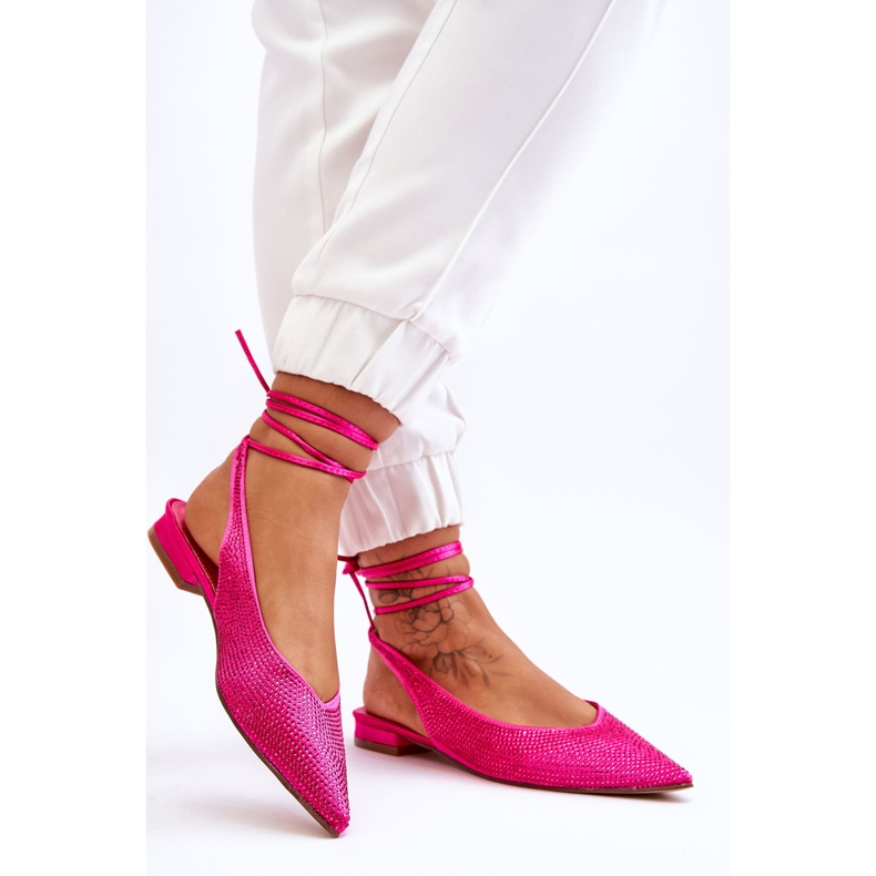 Bailarinas Atadas Con Strass Fucsia Mavis rosa 2