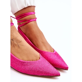 Bailarinas Atadas Con Strass Fucsia Mavis rosado 5