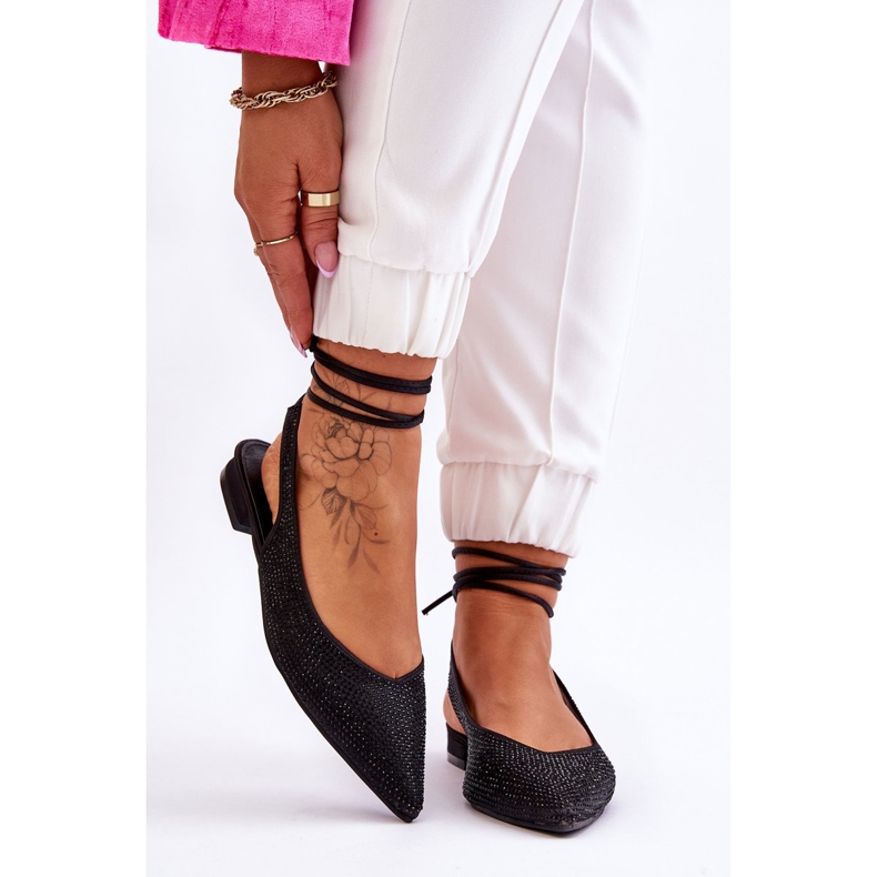 Bailarinas Mavis Atadas Negras Con Strass negro 1