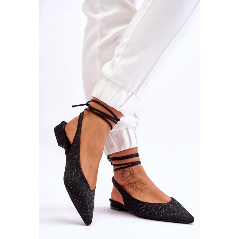 Bailarinas Mavis Atadas Negras Con Strass negro 2