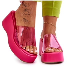 FS1 Pantuflas Mujer Cuña Transparente Fucsia Eliane rosado 7