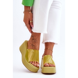 FS1 Pantuflas Mujer Cuña Transparente Verde Claro Eliane 1
