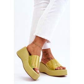 FS1 Pantuflas Mujer Cuña Transparente Verde Claro Eliane 2