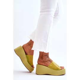 FS1 Pantuflas Mujer Cuña Transparente Verde Claro Eliane 3