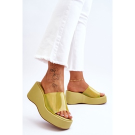 FS1 Pantuflas Mujer Cuña Transparente Verde Claro Eliane 4