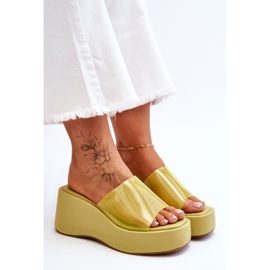 FS1 Pantuflas Mujer Cuña Transparente Verde Claro Eliane 7