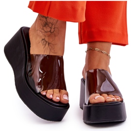 FS1 Pantuflas Mujer Cuña Transparentes Negro Eliane 8