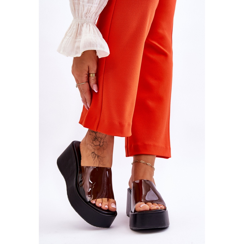 FS1 Pantuflas Mujer Cuña Transparentes Negro Eliane 1