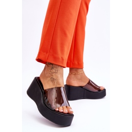 FS1 Pantuflas Mujer Cuña Transparentes Negro Eliane 3