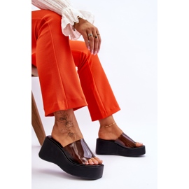 FS1 Pantuflas Mujer Cuña Transparentes Negro Eliane 6