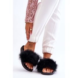Pantuflas Mujer Goma Con Pelo Negro Lucrece 1