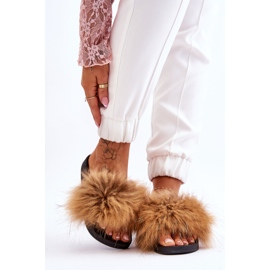 Pantuflas De Mujer De Goma Con Pelo Marrón Lucrece 1