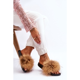 Pantuflas De Mujer De Goma Con Pelo Marrón Lucrece 5