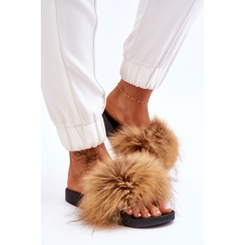 Pantuflas De Mujer De Goma Con Pelo Marrón Lucrece 3