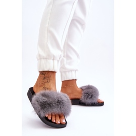 Pantuflas De Mujer De Goma Con Pelo Gris Lucrecia 5