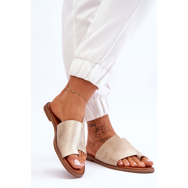 Evento Chanclas Mujer Piel Oro Claro Amite dorado 2