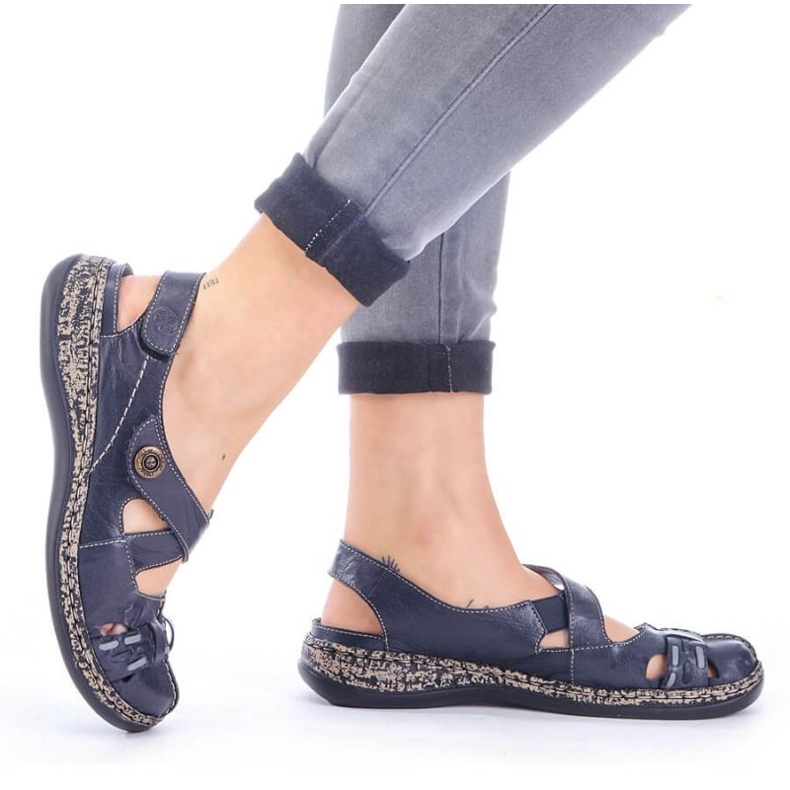 Sandalias cómodas velcro Rieker W 46377-14 azul 2