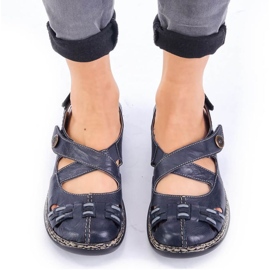 Sandalias cómodas velcro Rieker W 46377-14 azul 3