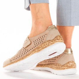 Zapatos de verano de piel con velcro Rieker W RKR582 beige 4