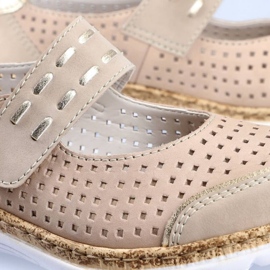 Zapatos de verano de piel con velcro Rieker W RKR582 beige 8