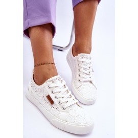 Zapatillas de mujer de encaje Big Star W274925 Blanco 3