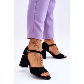 Vinceza Sandalias Tacón Alto De Ante Con Circonitas Negro Aniya 2