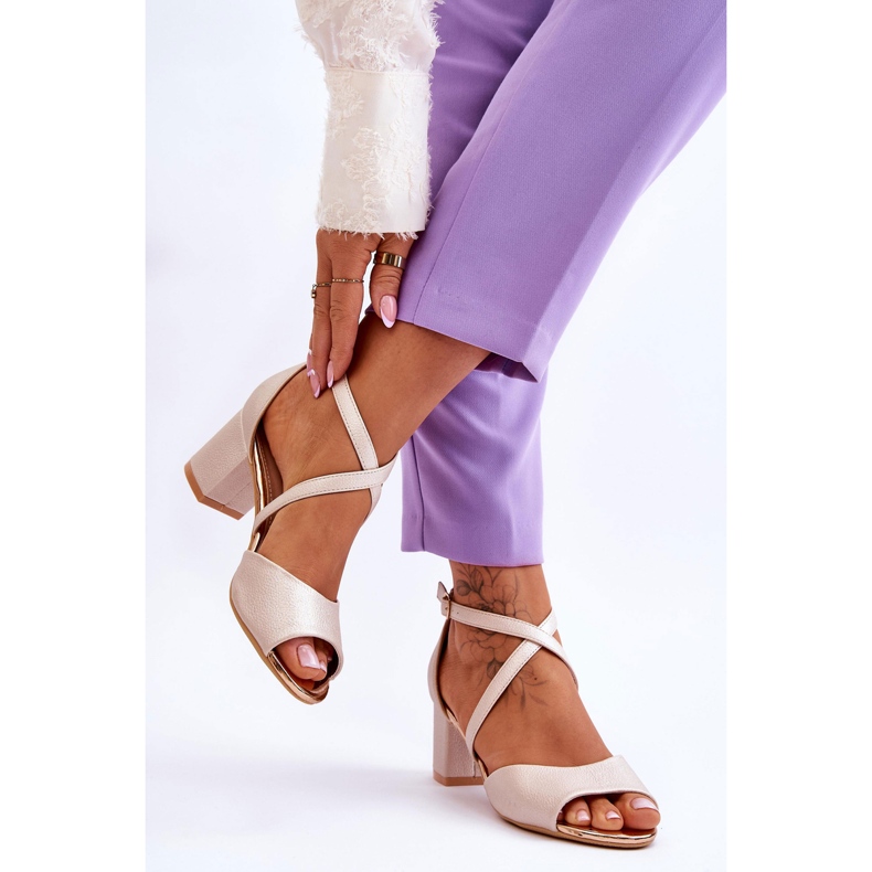 Vinceza Sandalias Mujer Piel Tacón Bajo Golden Quinn dorado 2