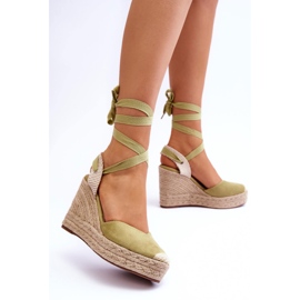 Sandalias Atadas Con Cuña Alta Lendy Verde 3