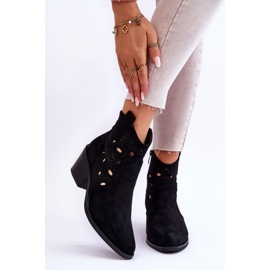 S.Barski Botas Cowboy Mujer Ante Calado Negro Daxon 2