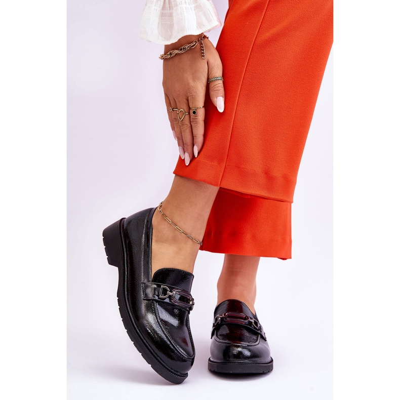 S.Barski Mocasines Mocasines Lacados Con Adorno Maura Negro 1