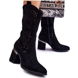S.Barski Botas Mujer Ante Calado Negro Adelia 7